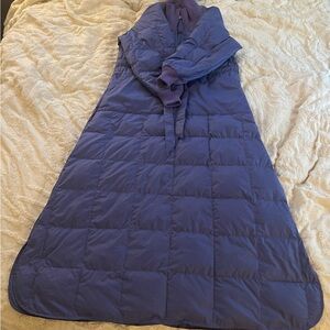 VTG Eddie Bauer Women’s Jacket M Purple Quilted Goose Down Puffer Trench Coat